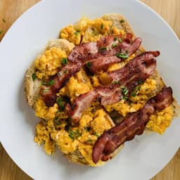 Scrambled Eggs And Bacon On Sourdough